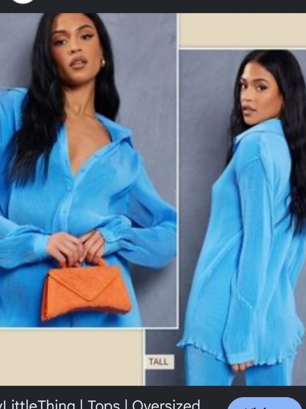 NWT prettly little thing oversized pleated button down 10 tall